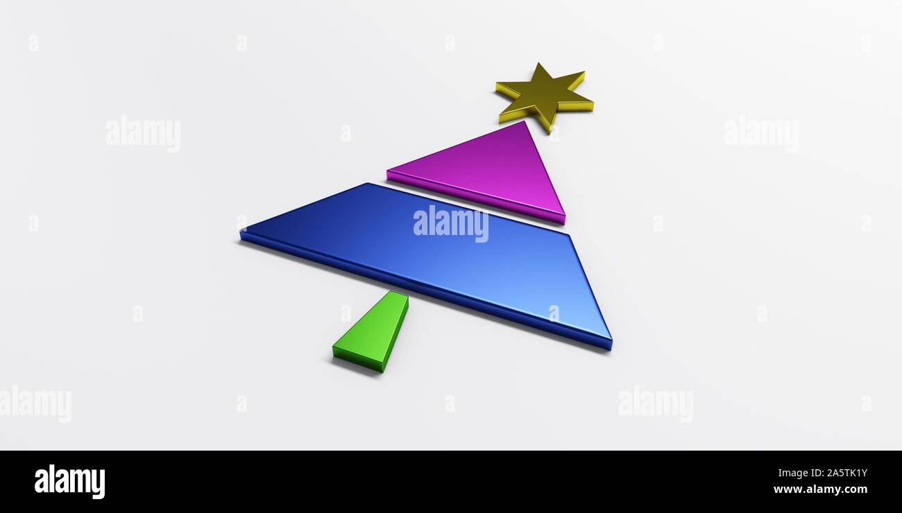 Arbre de Noël carte de voeux graphiques couleurs image tridimensionnelle Banque D'Images