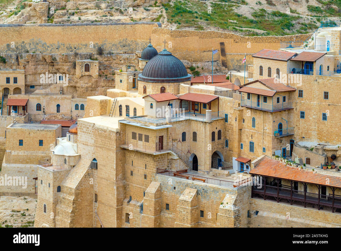 Le monastère de Mar Saba, al-Ubeidiya, gouvernorat de Bethléem, en Cisjordanie, en Palestine. Banque D'Images