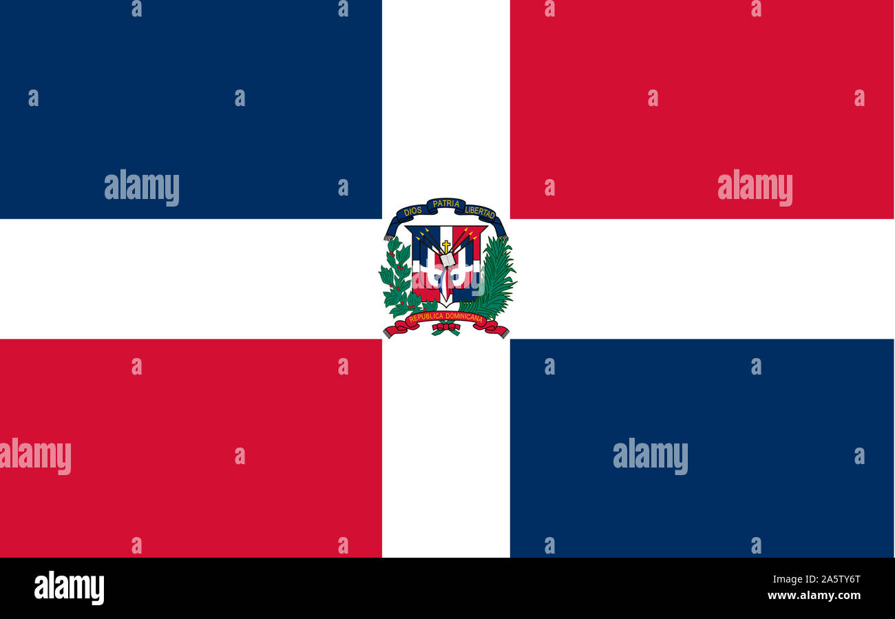 Nationalfahne, Flagge von Dominikanische Republik, Grosse Antillen, Insel Hispanola, Afrika, Banque D'Images