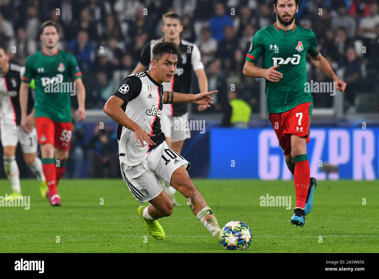 Paulo Dybala (Juventus) lors de la Ligue des Champions, match de football entre la Juventus FC Lokomotiv Moscou et de Allianz Stadium sur Octobre 22, 2019 à Turin, Italie. Banque D'Images