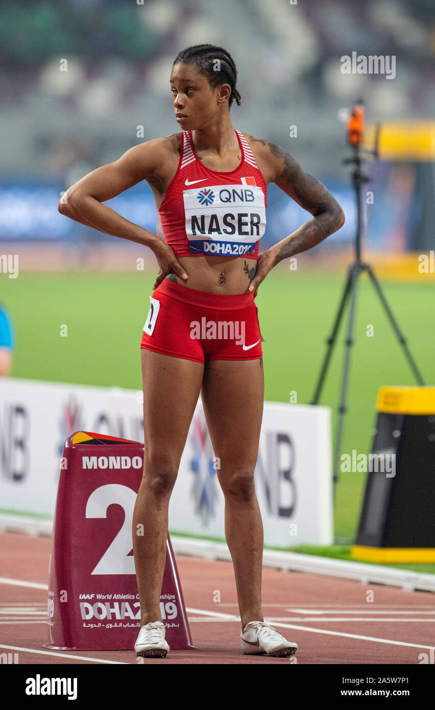 DOHA - QATAR 30 SEPT : Salwa Eid Naser de Bahreïn en compétition dans le 400m chauffe au jour 4 de la 17e Championnats du monde d'athlétisme de l'IAAF 2019, Kalifa Inte Banque D'Images