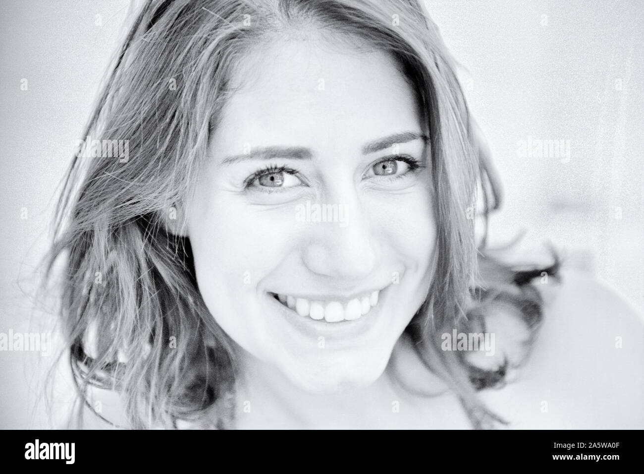 Merida, Yucatan, Mexique : Noir et Blanc Portrait de jeune femme mexicaine Banque D'Images