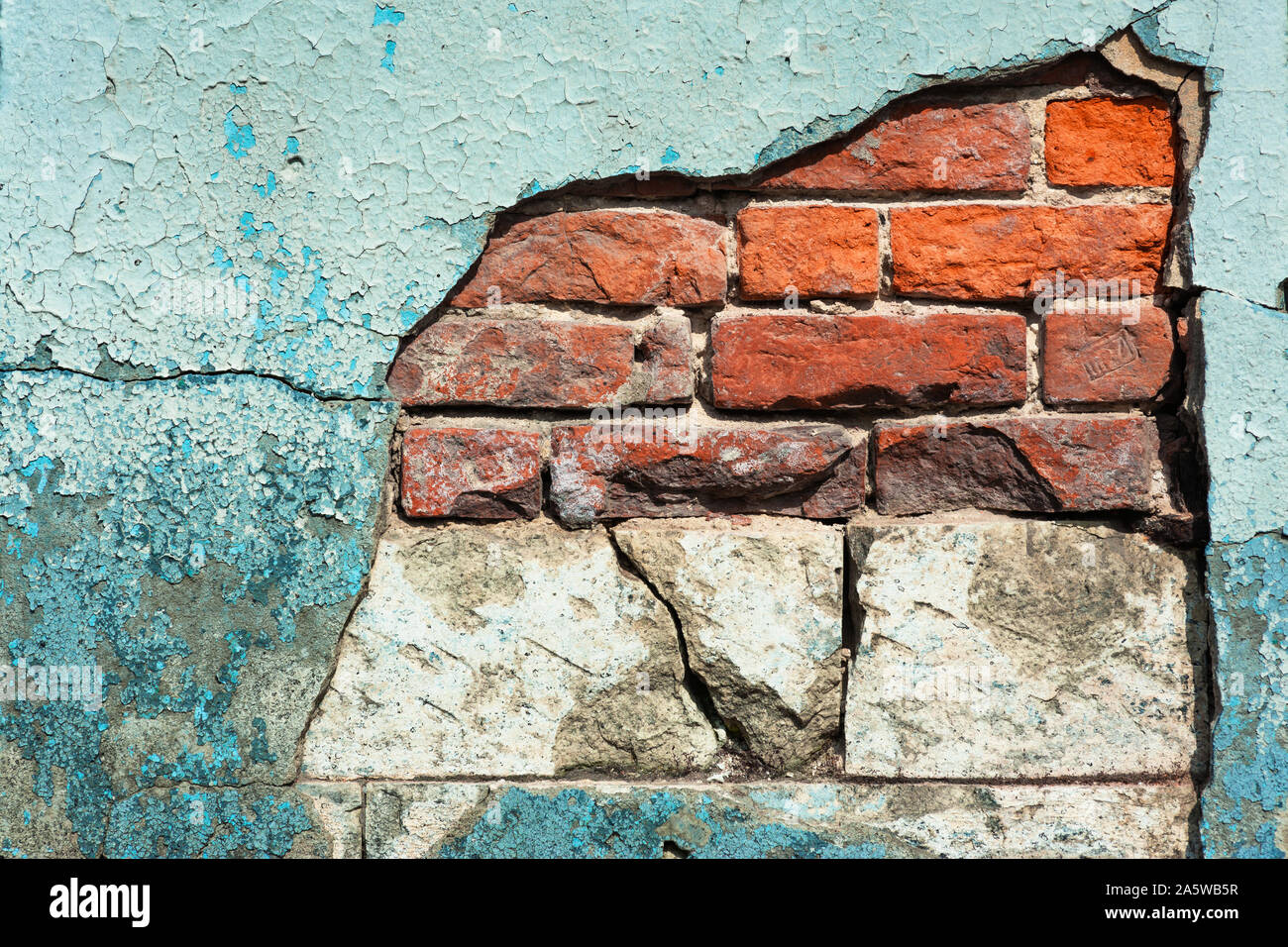 Vieux Mur de brique rouge texture background Banque D'Images