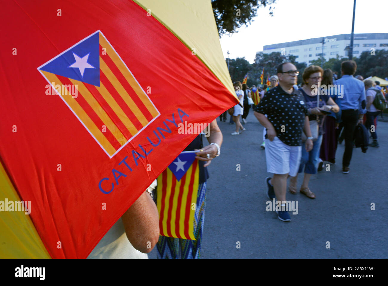 Manifestations pour l'indépendance de la Catalogne à Barcelone Banque D'Images