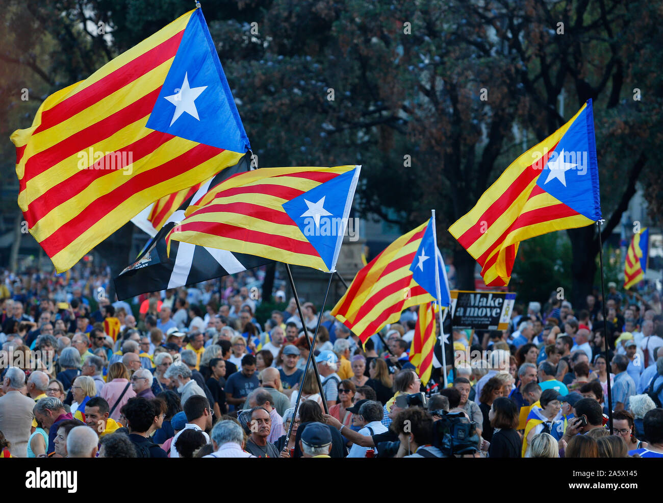 Manifestations pour l'indépendance de la Catalogne à Barcelone Banque D'Images