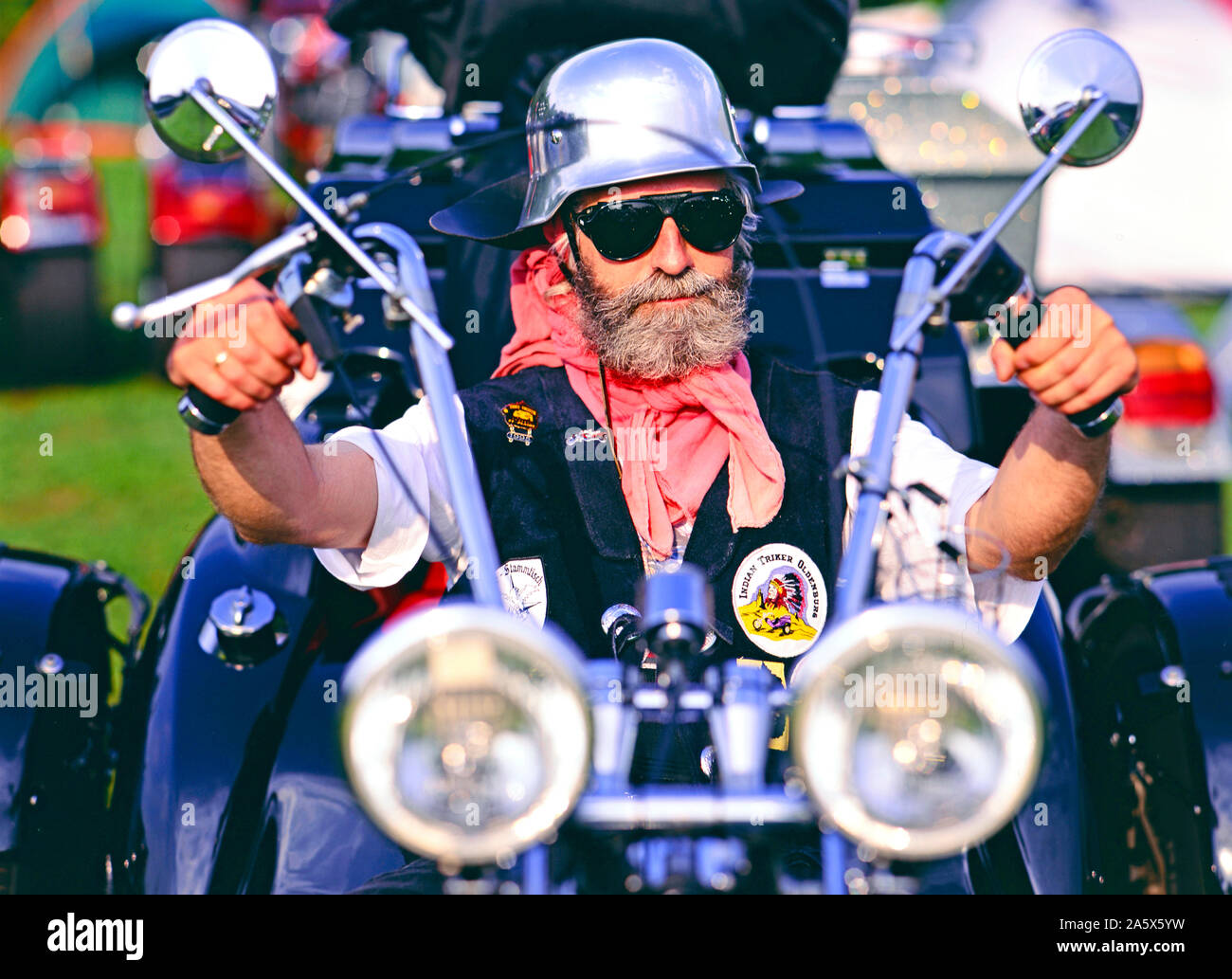 Trike-Fahrer, Motorradfahrer, couvre-culasse, kein Modelrelease vorhanden Banque D'Images