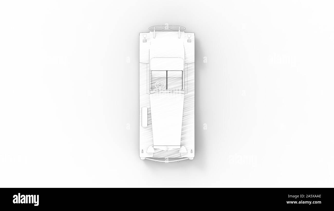 Illustration croquis d'un roadster vintage voiture isolé en fond blanc Banque D'Images