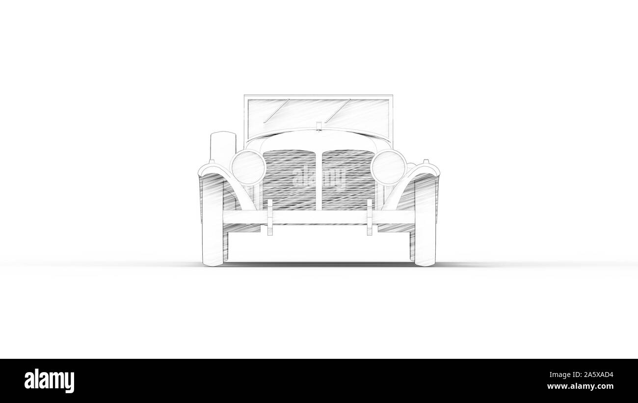 Illustration croquis d'un roadster vintage voiture isolé en fond blanc Banque D'Images