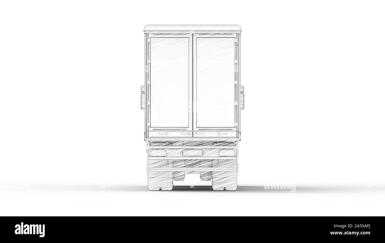 Illustration d'une ligne cargo truck isolé dans l'arrière-plan blanc studio Banque D'Images