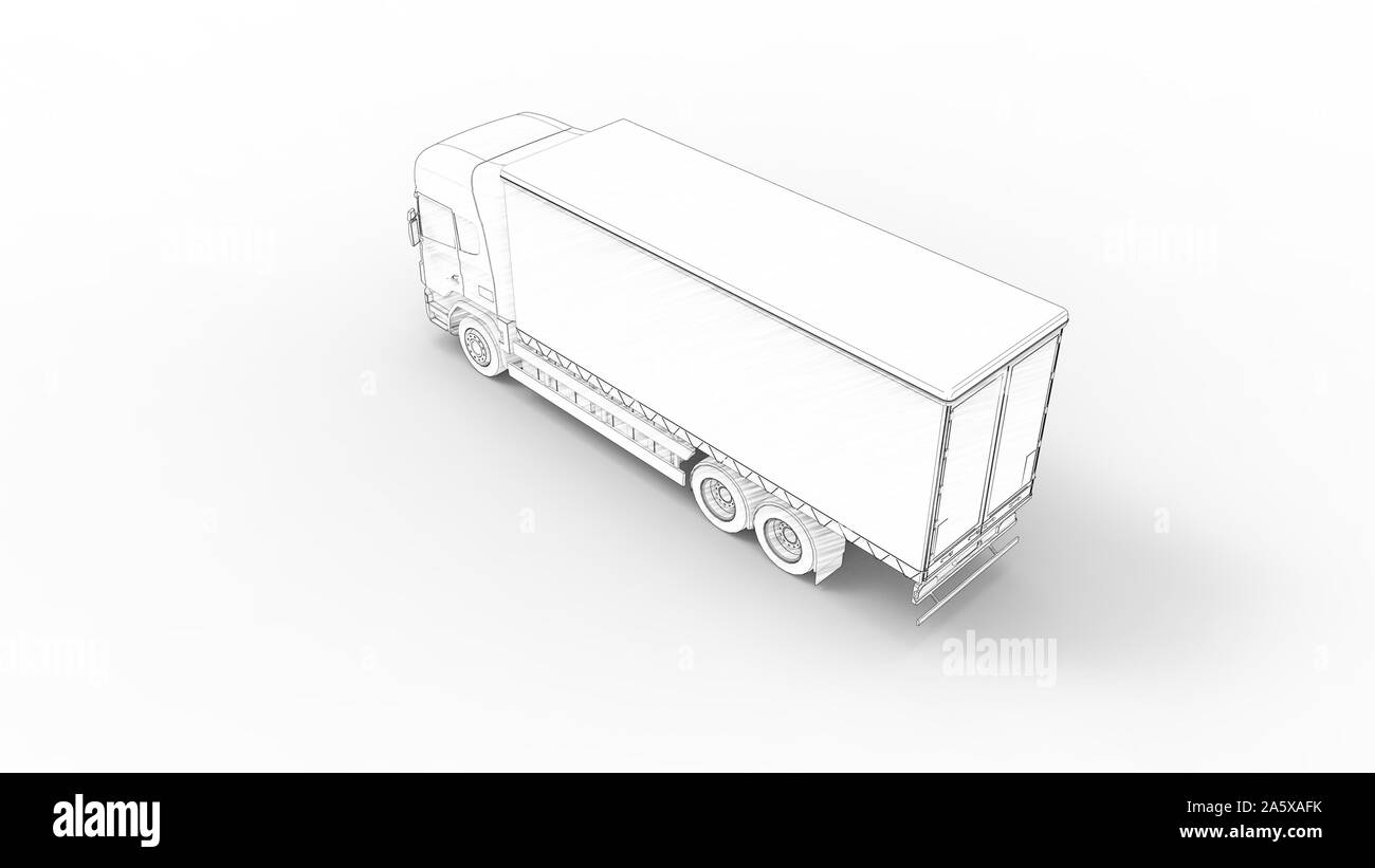 Illustration d'une ligne cargo truck isolé dans l'arrière-plan blanc studio Banque D'Images