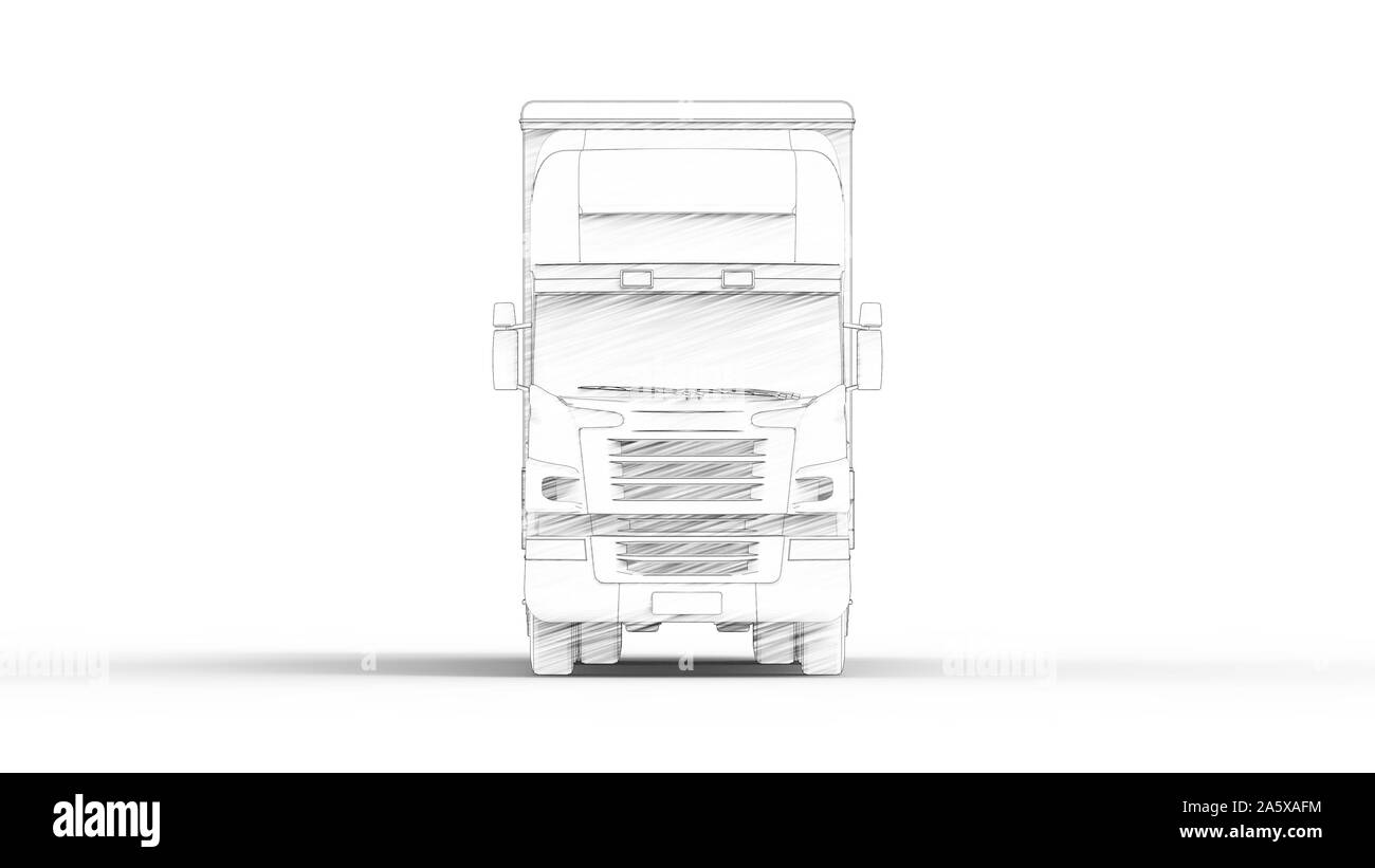 Illustration d'une ligne cargo truck isolé dans l'arrière-plan blanc studio Banque D'Images