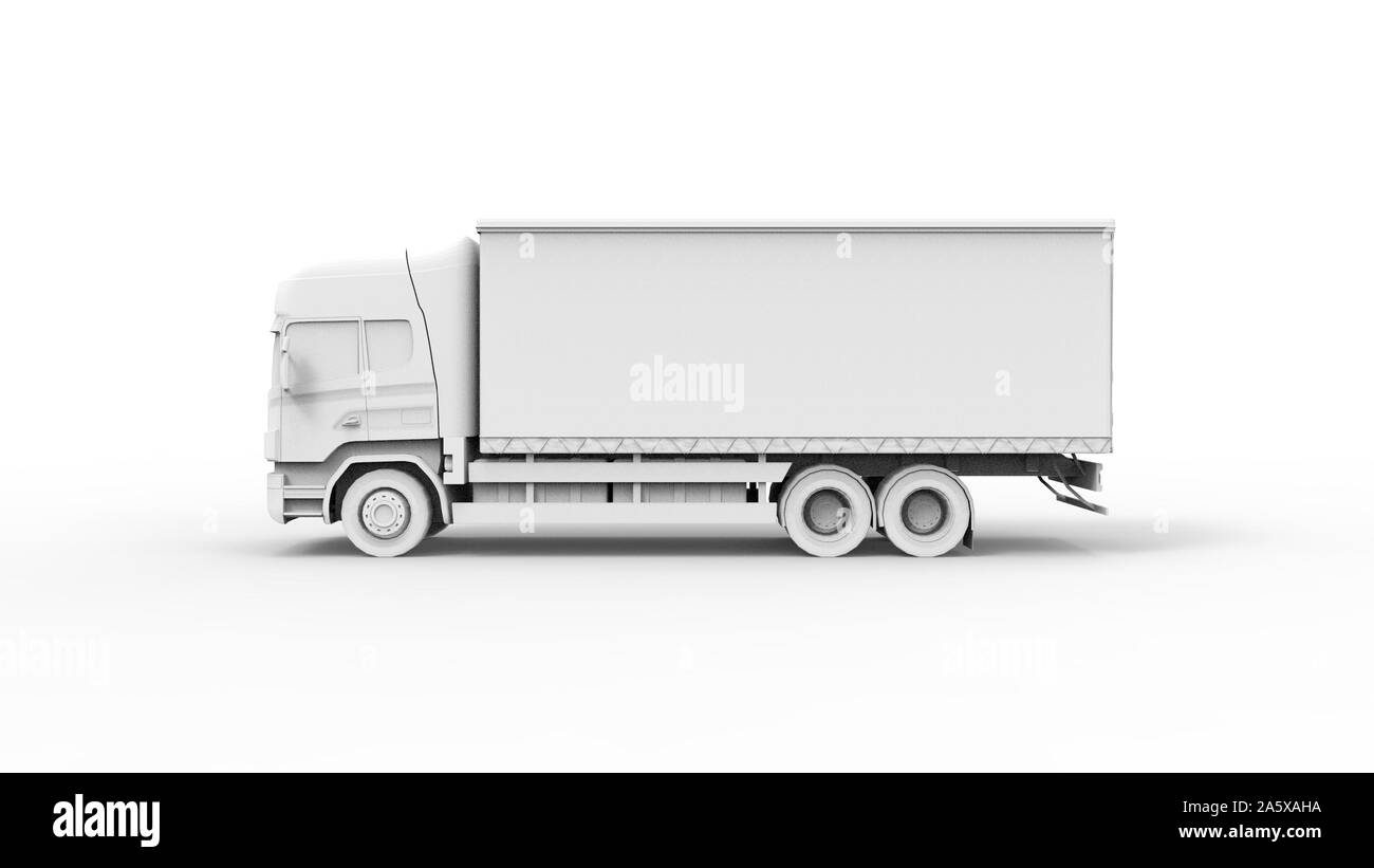 Le rendu 3D d'un camion de marchandises isolées dans l'arrière-plan blanc studio Banque D'Images