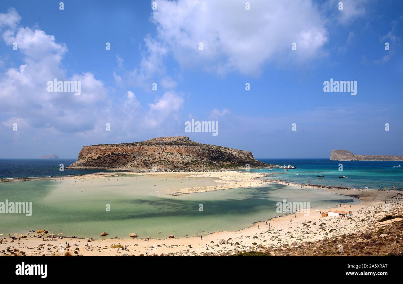 Baie de Balos avec lagon de Gramvousa, ouest de la Crète, Crète, Grèce Banque D'Images