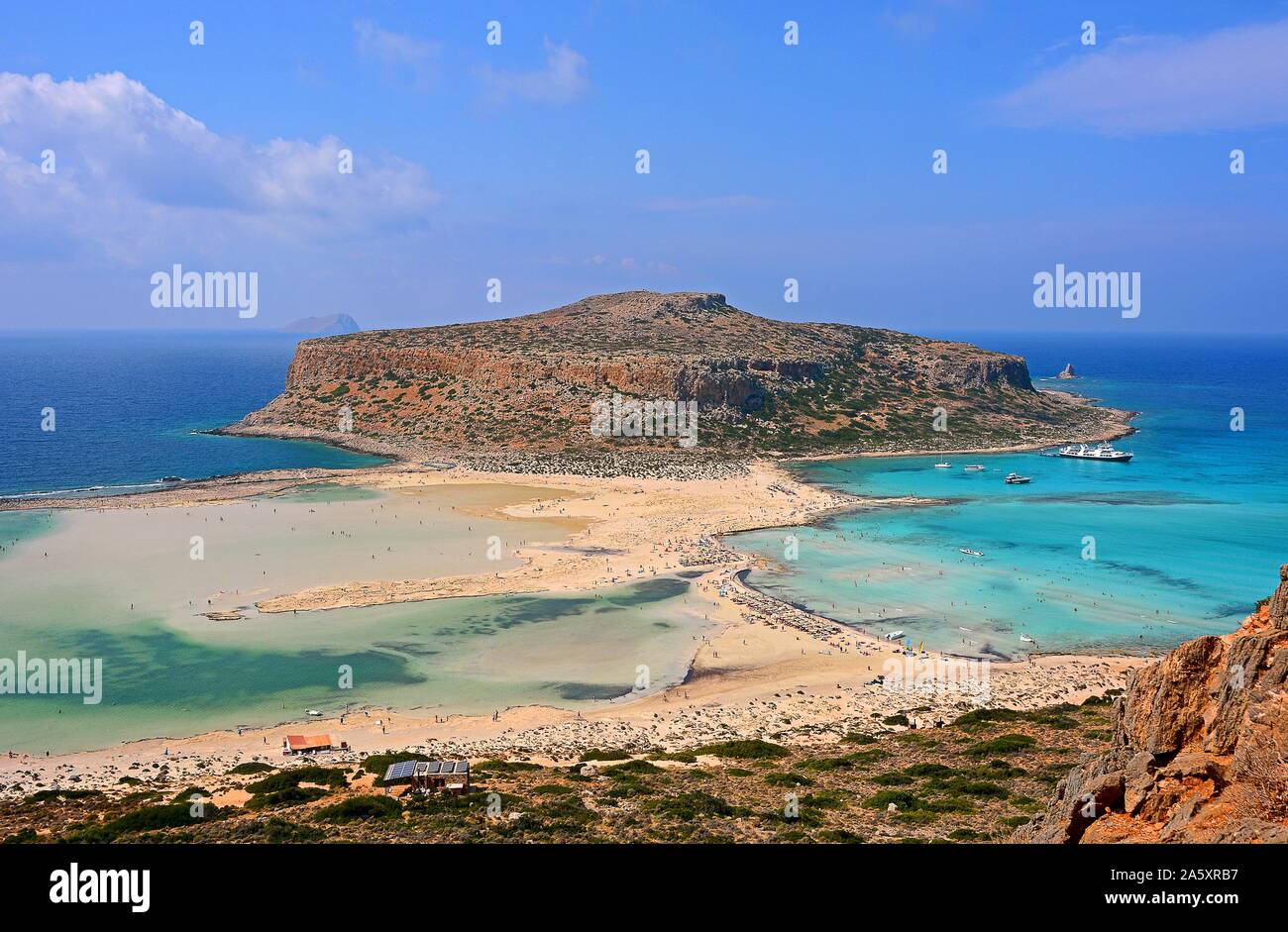 Baie de Balos avec lagon de Gramvousa, ouest de la Crète, Crète, Grèce Banque D'Images