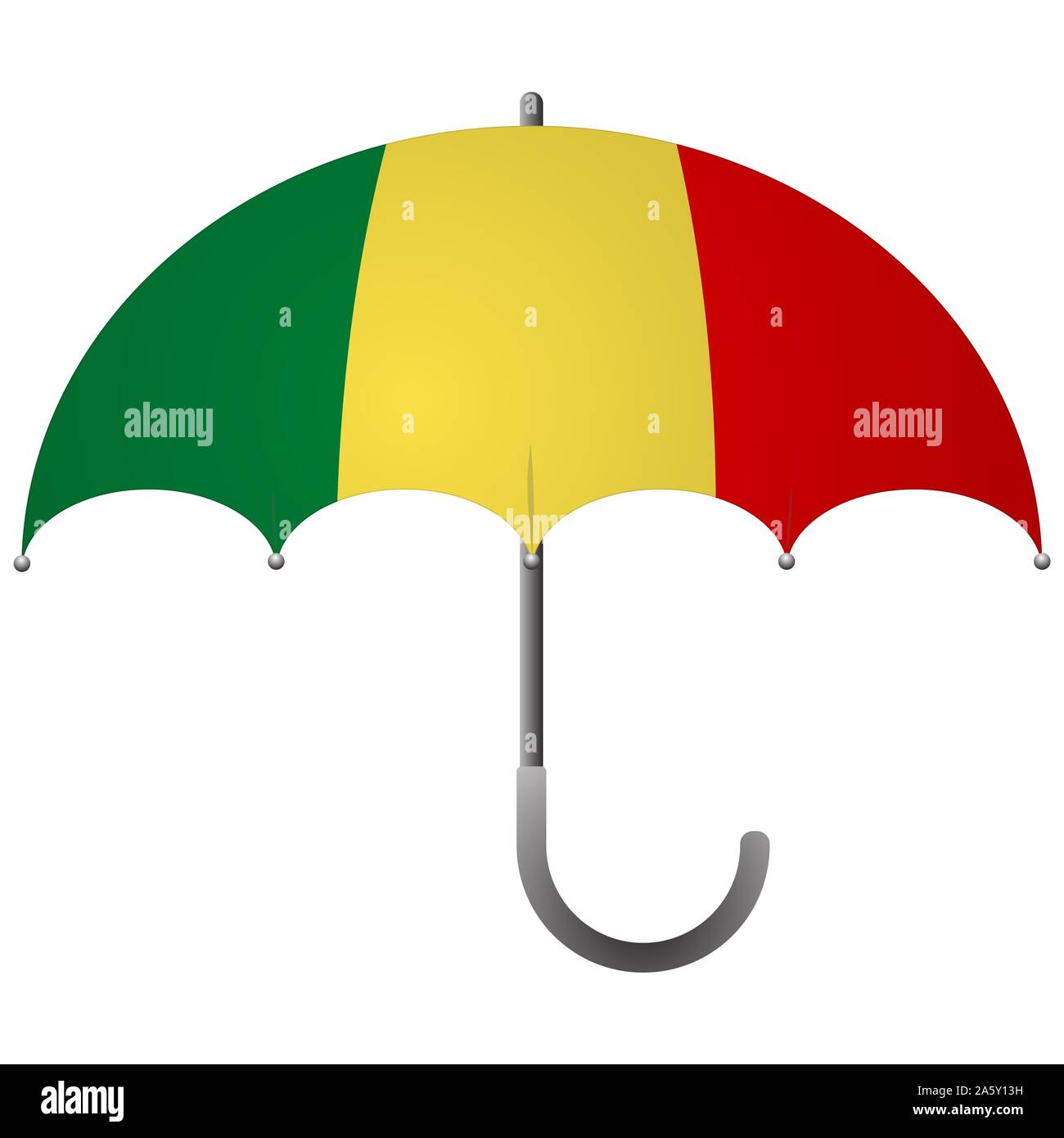 Drapeau Mali parapluie. Concept de sécurité sociale. Drapeau national du Mali illustration Banque D'Images
