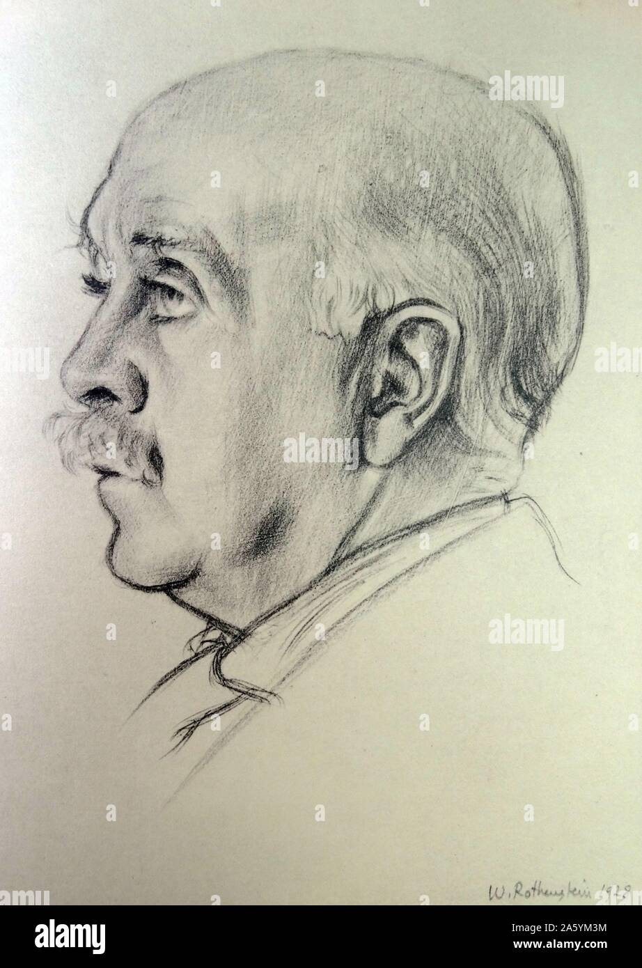 Portrait de Max Beerbohm par Sir William Rothenstein. Rothenstein (1872-1945) était un peintre, graveur et dessinateur. Banque D'Images