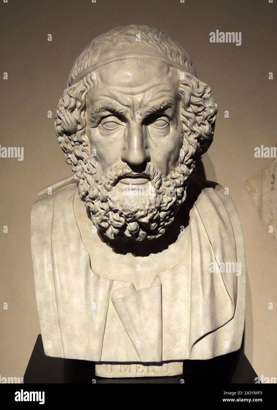 Buste du poète aveugle Homère dans l'ouest de tradition classique, Homer est l'auteur de l'Iliade et l'Odyssée et est vénéré comme le plus grand poète épique grec ancien. Lorsqu'il a vécu est inconnue mais Hérodote estime qu'il est autour de 850 avant JC. Banque D'Images