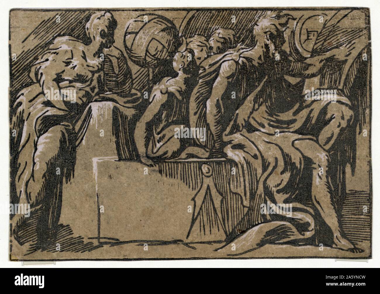 Le philosophe Diogène et l'allégorie de l'astronomie, par Antonio da Trento 1508-1550, d'environ 1530 et 1550 Banque D'Images