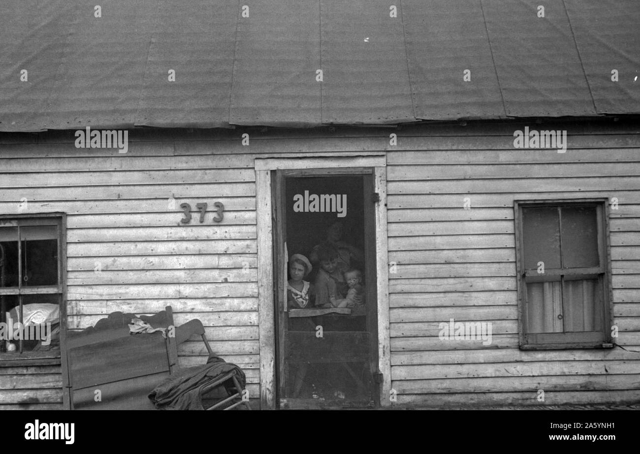 En l'Habitant de Circleville's "Hooverville", centre de l'Ohio. L'été 1938. Banque D'Images