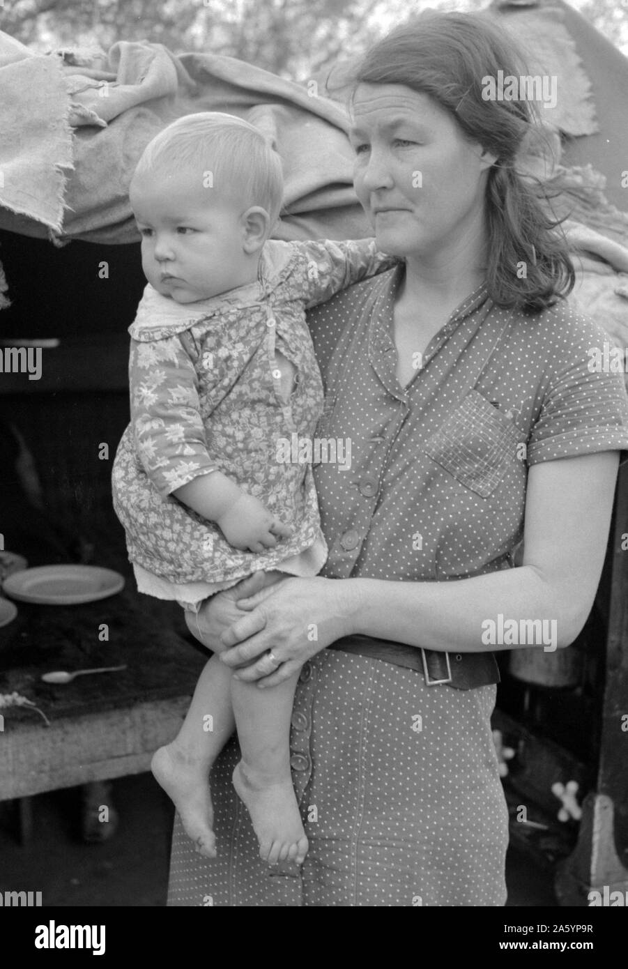 La mère et l'enfant blanc, les travailleurs migrants, près de Harlingen, Texas par Russell Lee, 1903-1986, en date du 19390101. Banque D'Images