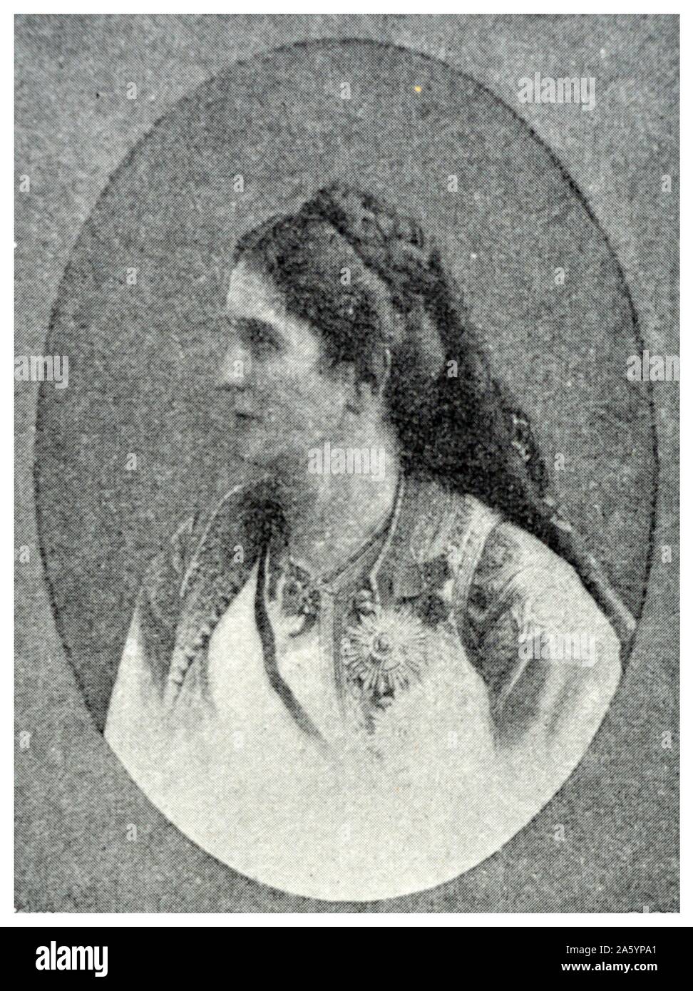 Portrait de l'épouse de Nicolas Ier de Monténégro (1841-1921) Prince et futur roi du Monténégro, Serbie. Datée 1910 Banque D'Images