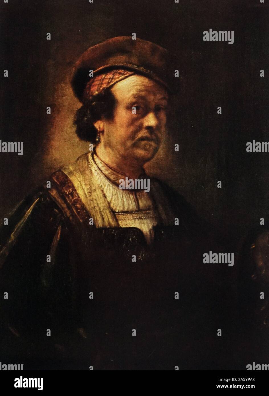 Rembrandt Harmenszoon van Rijn's painting intitulé 'Mun béret avec'. Rembrandt (1606-1669) peintre et graveur néerlandais de l'âge d'or hollandais et baroque. En date du 17e siècle Banque D'Images