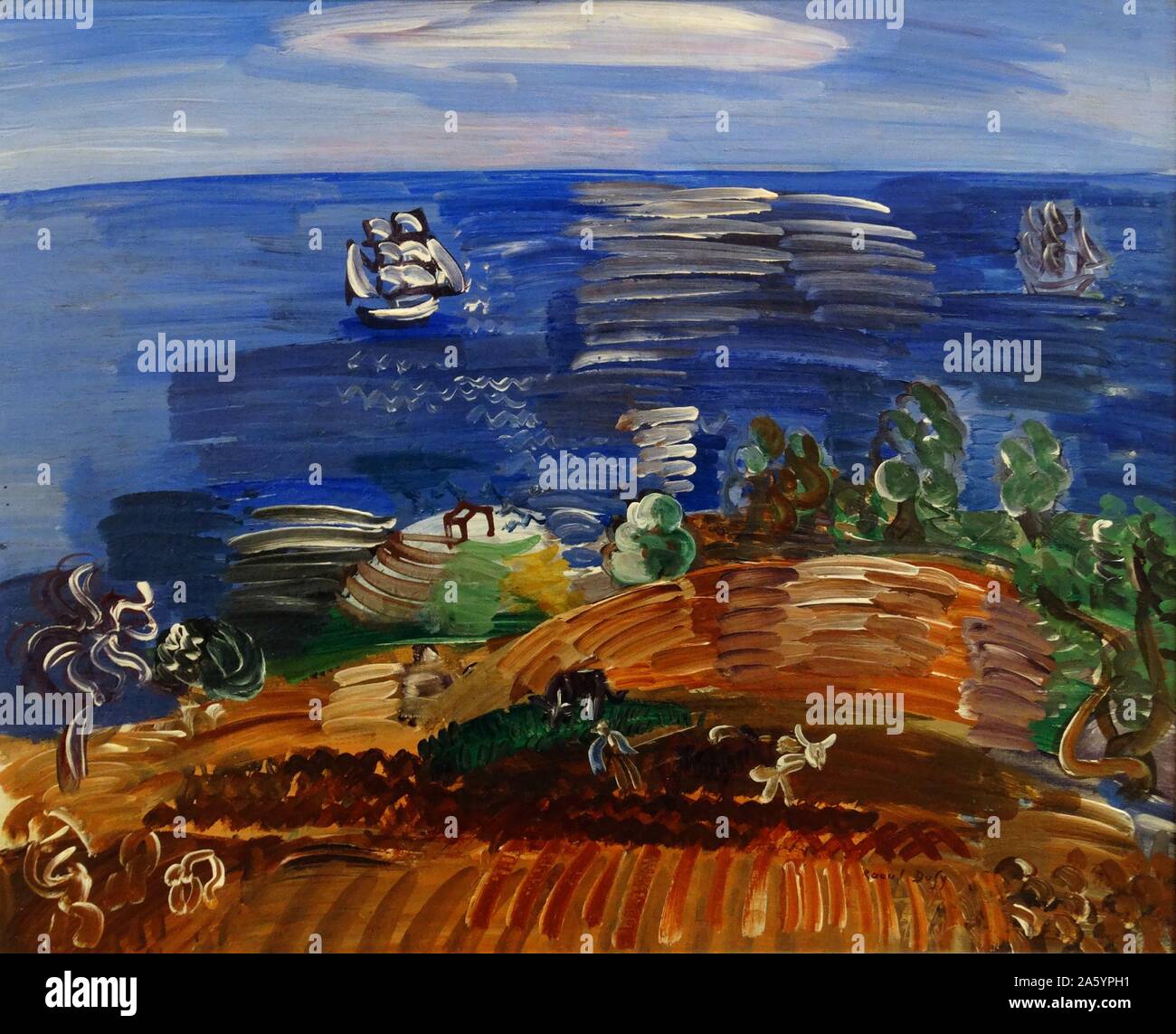 La Sicile aux labeurs de Raoul Dufy (1877-1953). Huile sur toile, 1923. Dufy était un peintre fauviste français qui a mis au point un style décoratif coloré, qui est rapidement devenue à la mode. Banque D'Images
