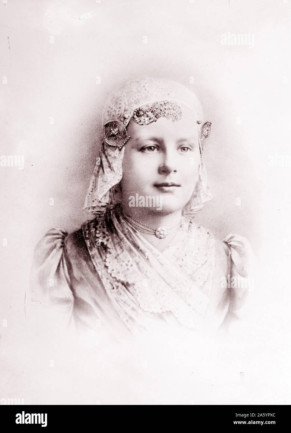 Sa Majesté, la Reine Wilhelmina des Pays-Bas. Comme une jeune fille âgée de 10 1890 Banque D'Images