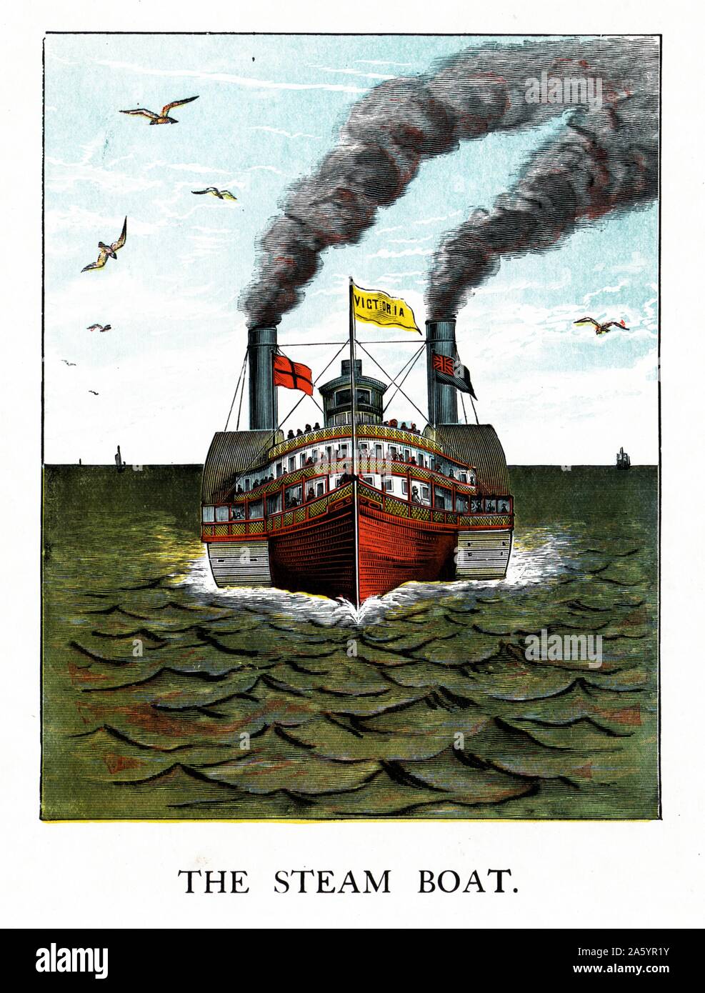 Une illustration d'un navire à vapeur en mer 1870 Banque D'Images