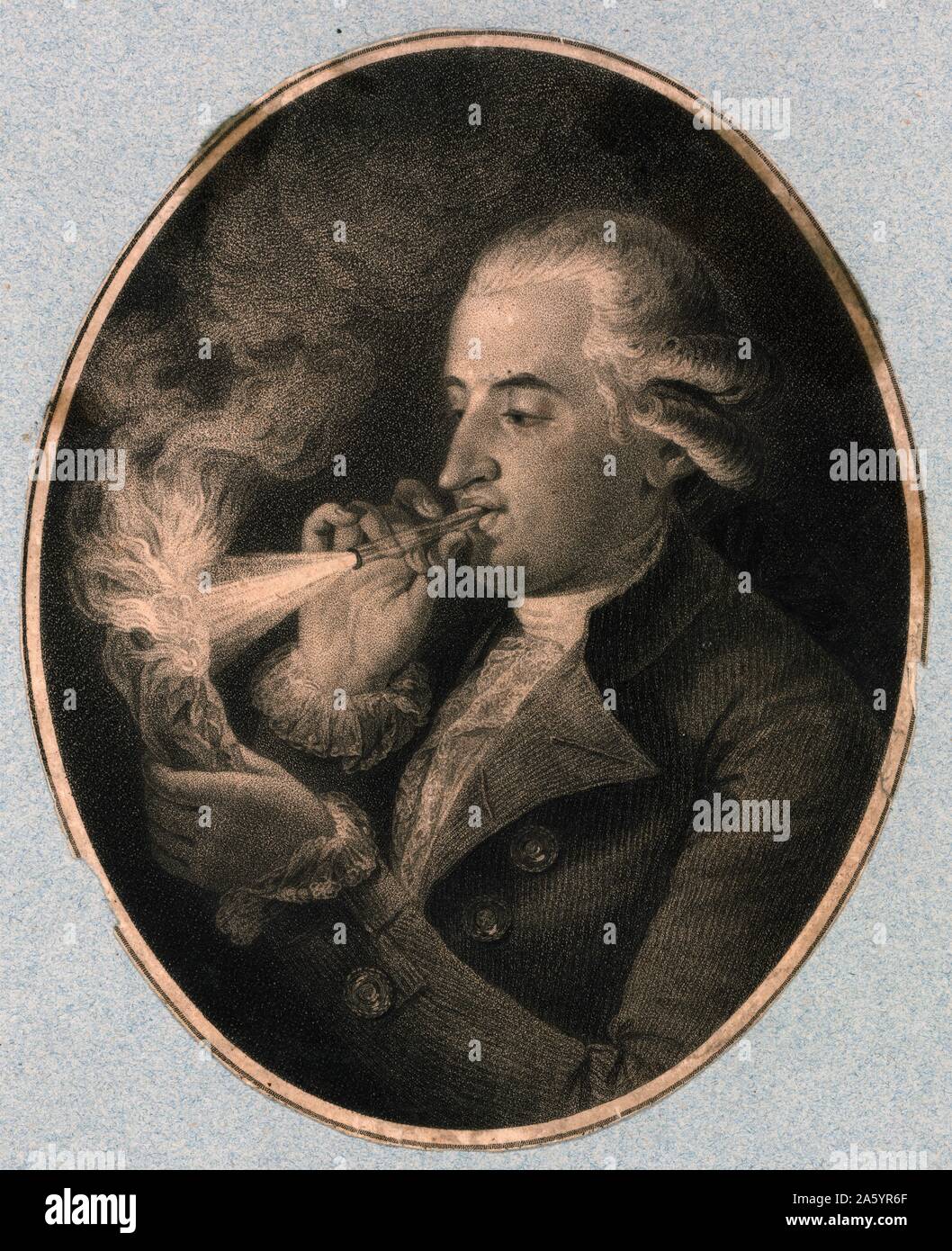 Portrait de Jean-François Pilâtre de Rozier (1754-1785) français de chimie et de physique, et l'un des pionniers de l'aviation. Datée 1820 Banque D'Images