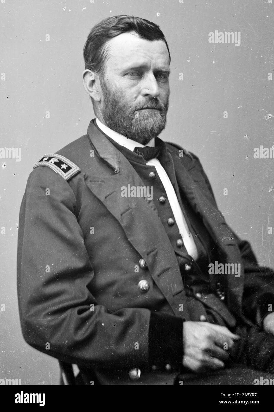 Portrait du président Ulysses S. Grant (1822-1885) 18e Président des Etats-Unis et commandant général de l'Armée de l'Union pendant la guerre civile américaine. Datée 1860 Banque D'Images