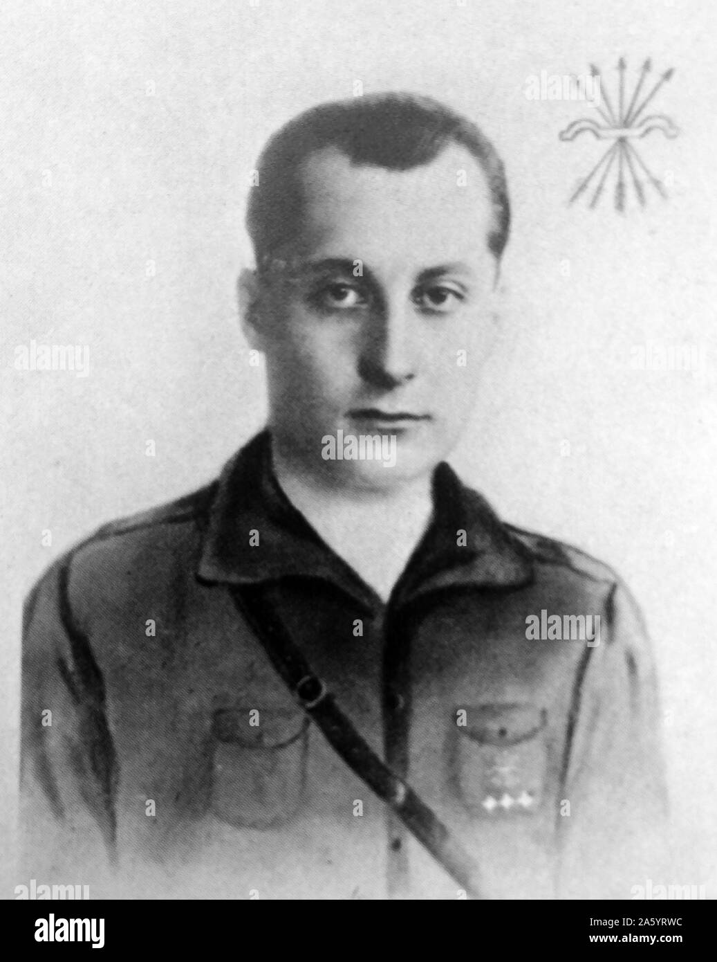 Don José Antonio Primo de Rivera y Sáenz de Heredia, 1er duc de Primo de Rivera, 3e Marquis de Estella, grand d'Espagne (le 24 avril 1903 - 20 novembre 1936) était un avocat, homme noble, homme politique, et fondateur de la Falange Española ('Spanish' Phalanx). Il a été exécuté par le gouvernement républicain espagnol au cours de la guerre civile espagnole. Banque D'Images