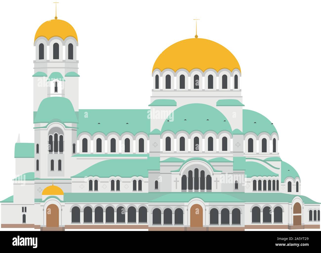 La Cathédrale de Sofia, Bulgarie. Isolé sur fond blanc vector illustration. Illustration de Vecteur