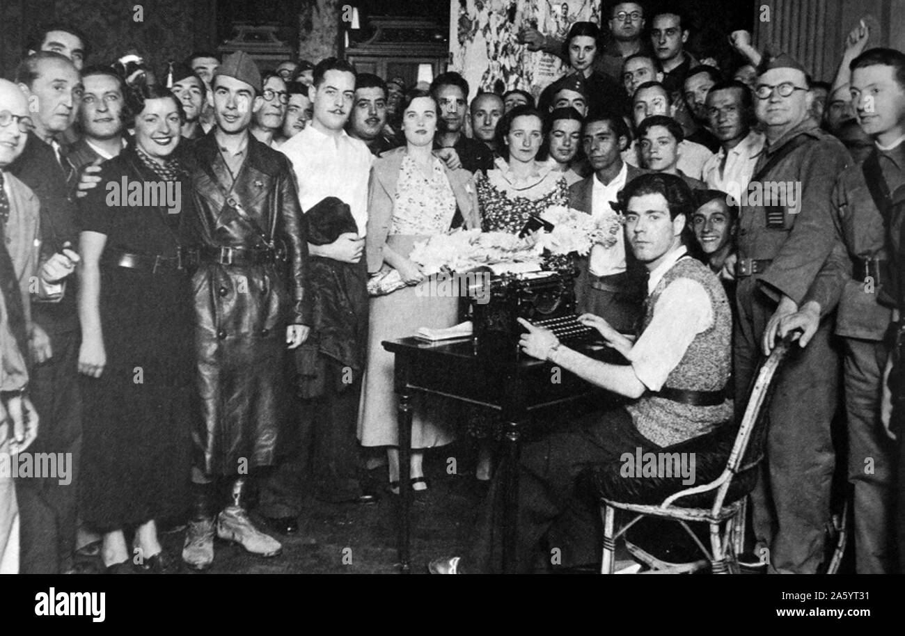 Mariage civil dans l'Espagne républicaine, 1938. Au cours des années menant à la guerre civile espagnole, l'Église catholique a perdu son monopole sur les mariages. Banque D'Images