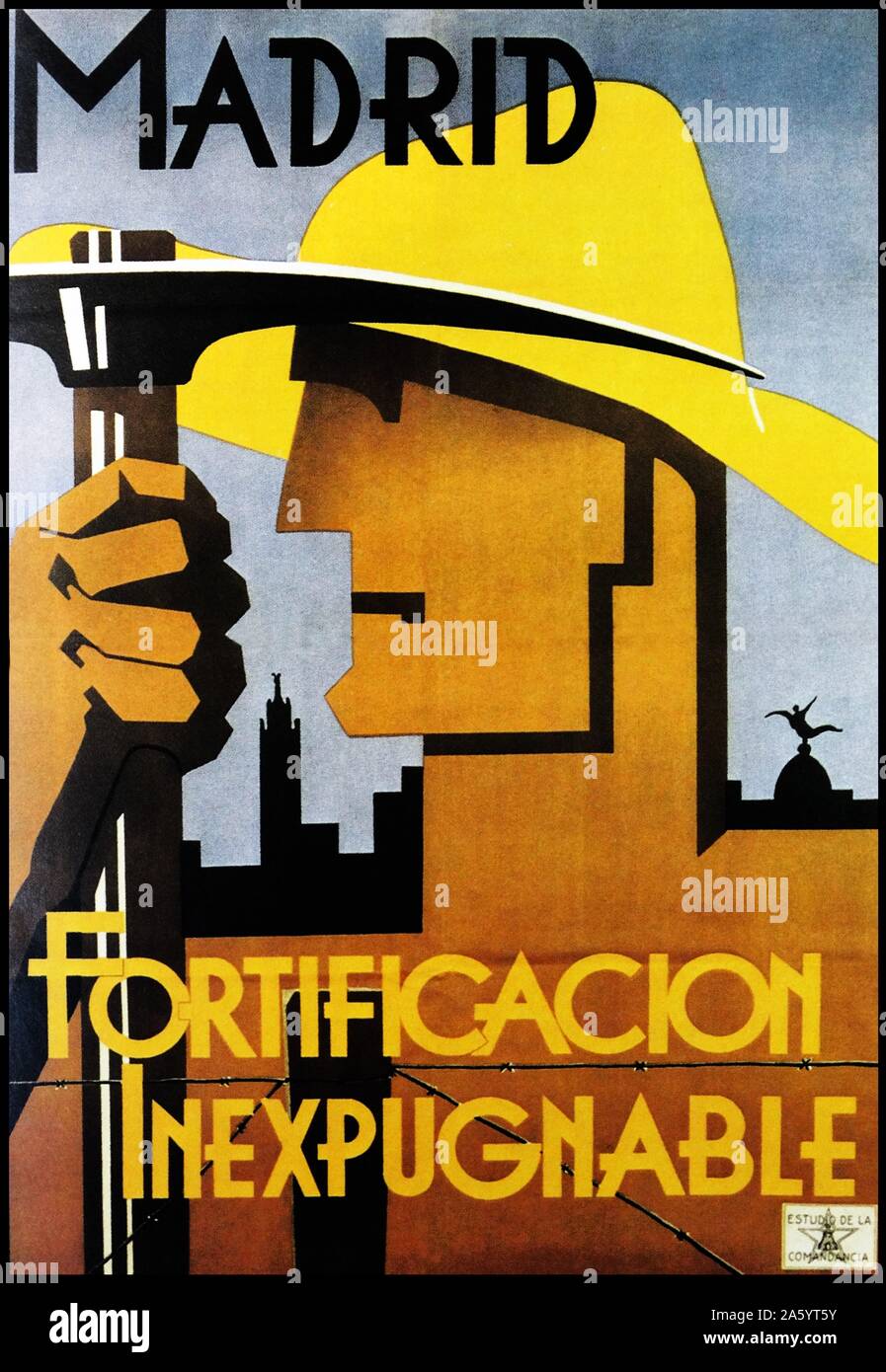 Affiche de propagande républicaine Madrid. La fortification imprenable. pendant la guerre civile espagnole. Banque D'Images