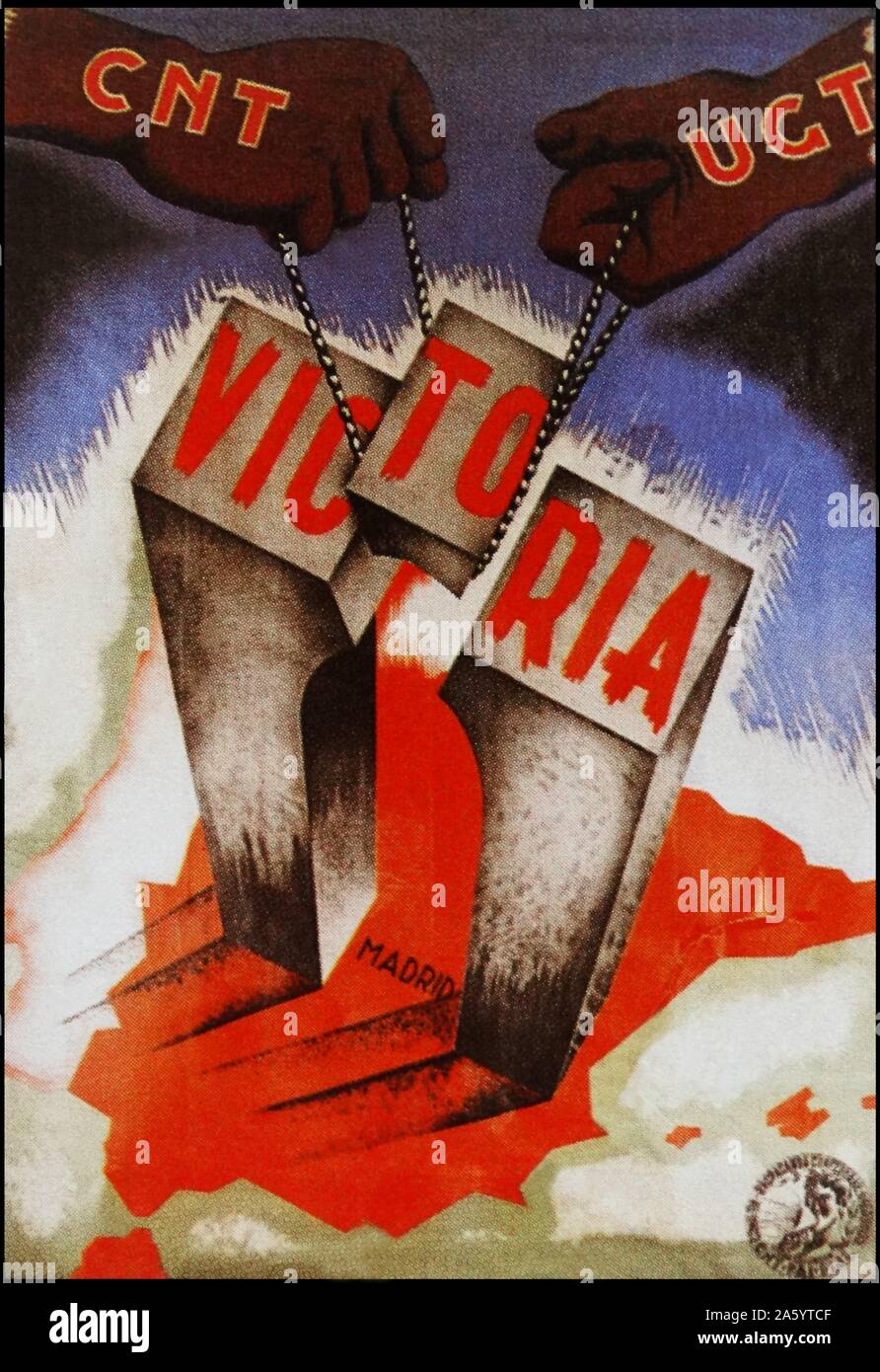 Anarchiste (CNT) de l'affiche de propagande pendant la guerre civile espagnole Banque D'Images