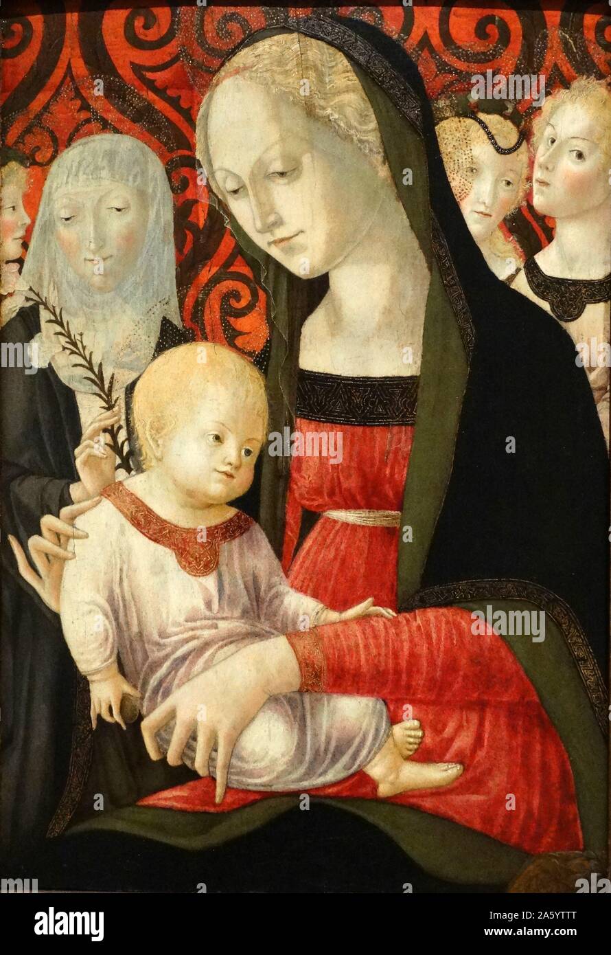 Vierge à l'Enfant avec sainte Catherine et anges 1490 par Francesco di Giorgio Martini (1439-1501/1502), huile sur bois Banque D'Images