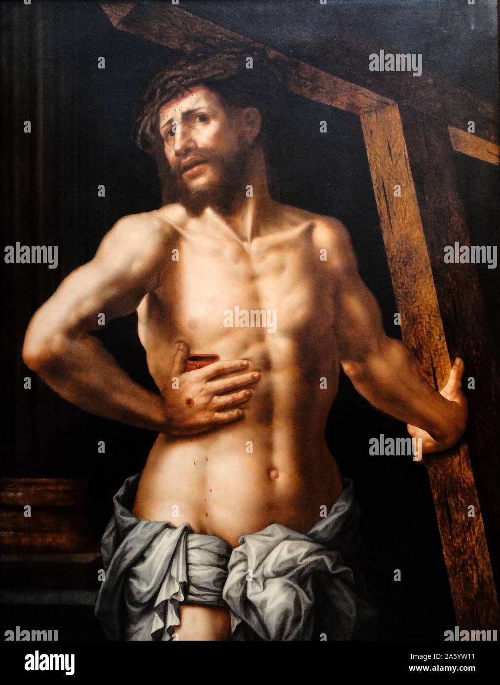 Le Christ comme l'homme des douleurs par Jan van Hemessen (1500-1556) peintre de la Renaissance flamande. En date du 16e siècle Banque D'Images