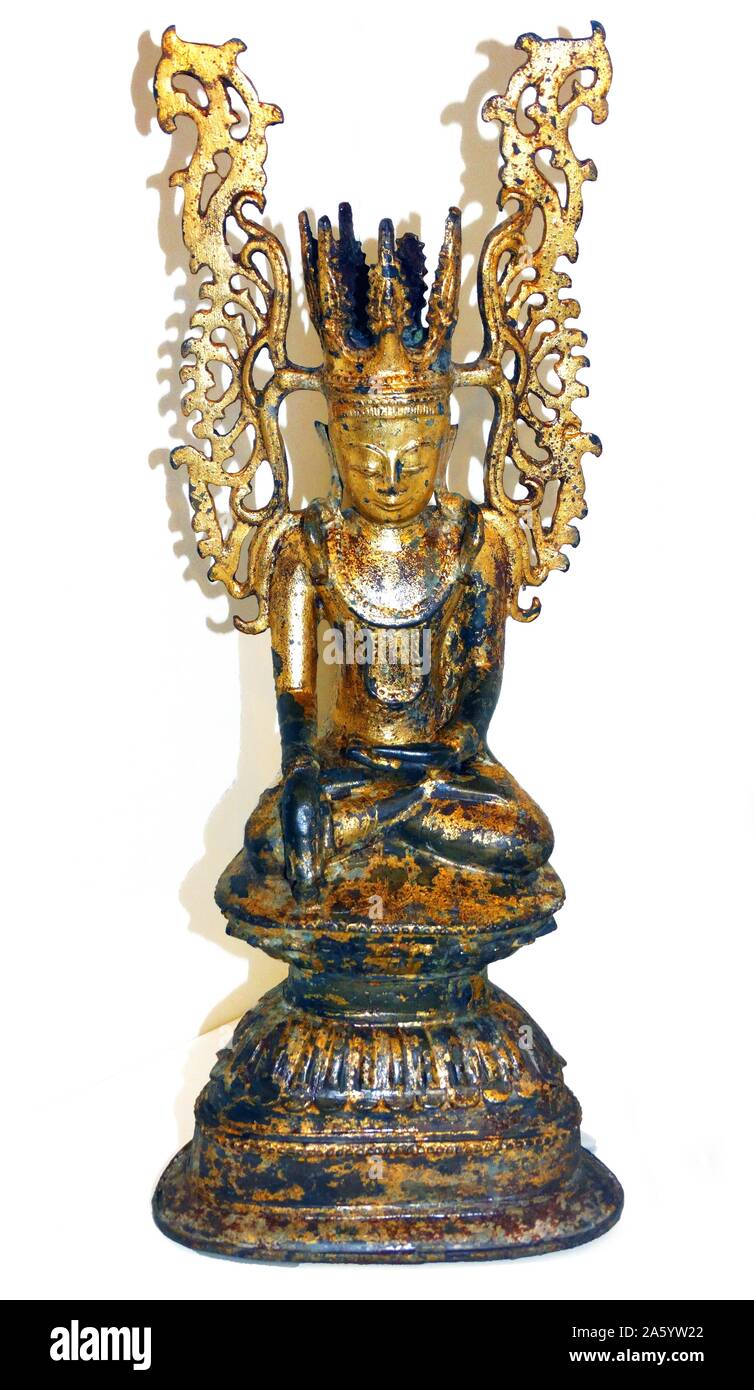 La figure de bronze du Bouddha Sacré de Birmanie. En date du 17e siècle Banque D'Images