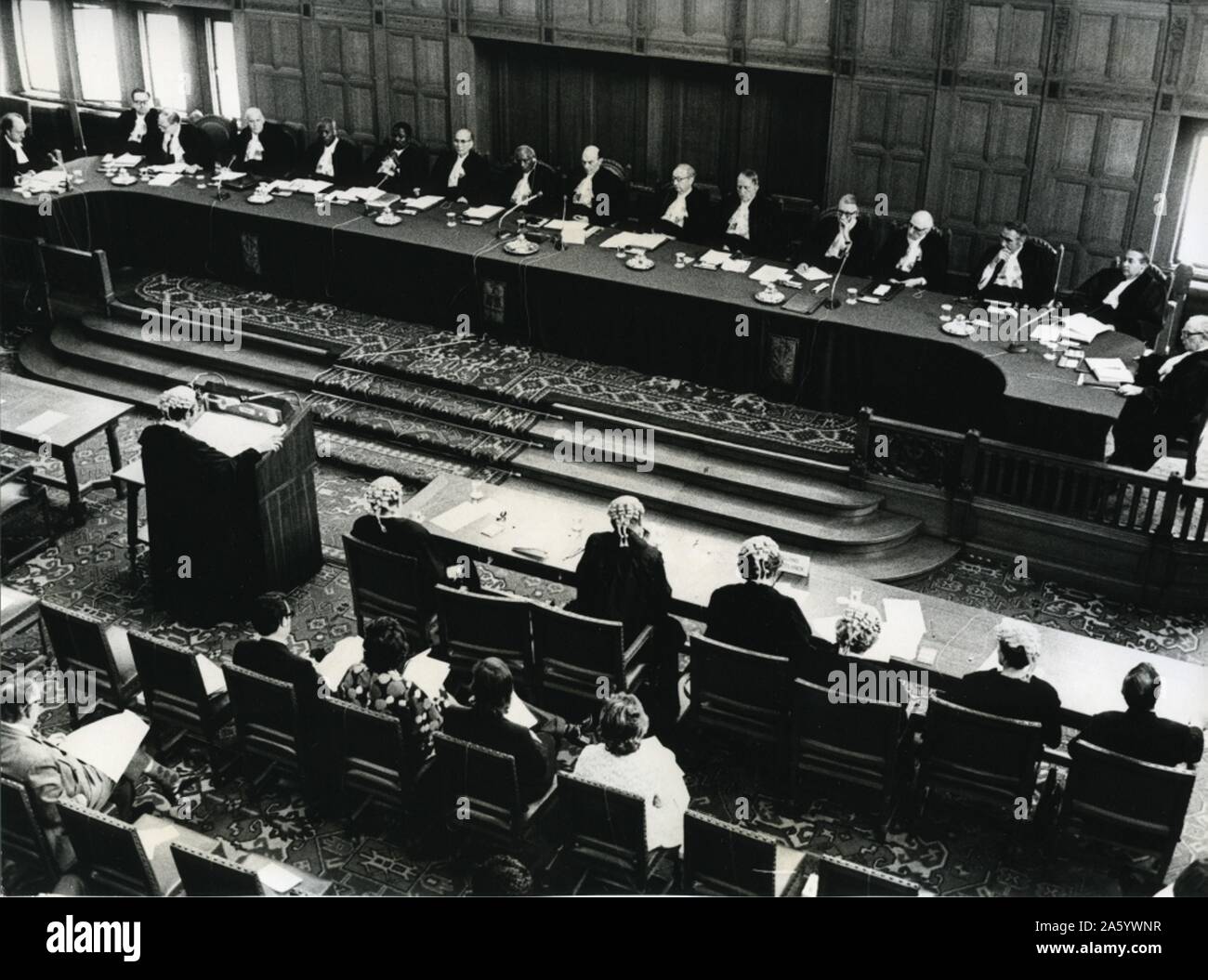 Cour internationale de Justice, en Hollande, l'affaire sur les essais nucléaires français1973 Banque D'Images
