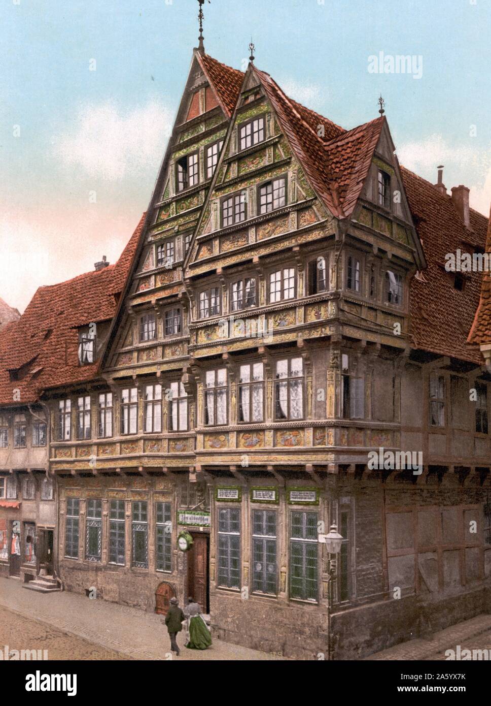 Maison ancienne, Hildesheim, Hanovre, Allemagne 1890 Banque D'Images