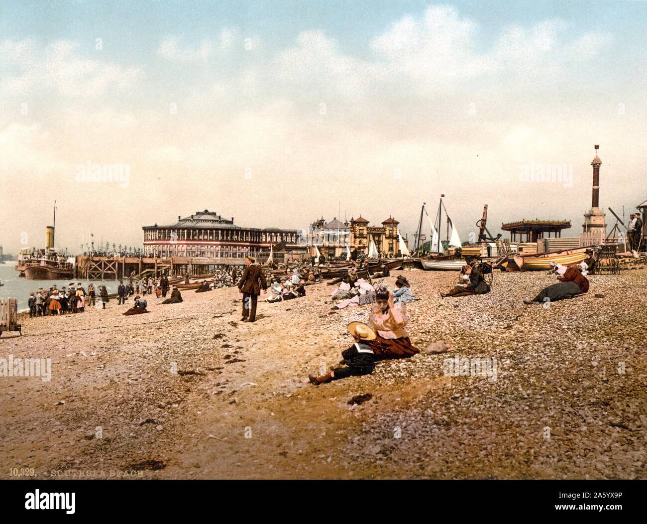 La plage de Southsea, Angleterre 1890 Banque D'Images