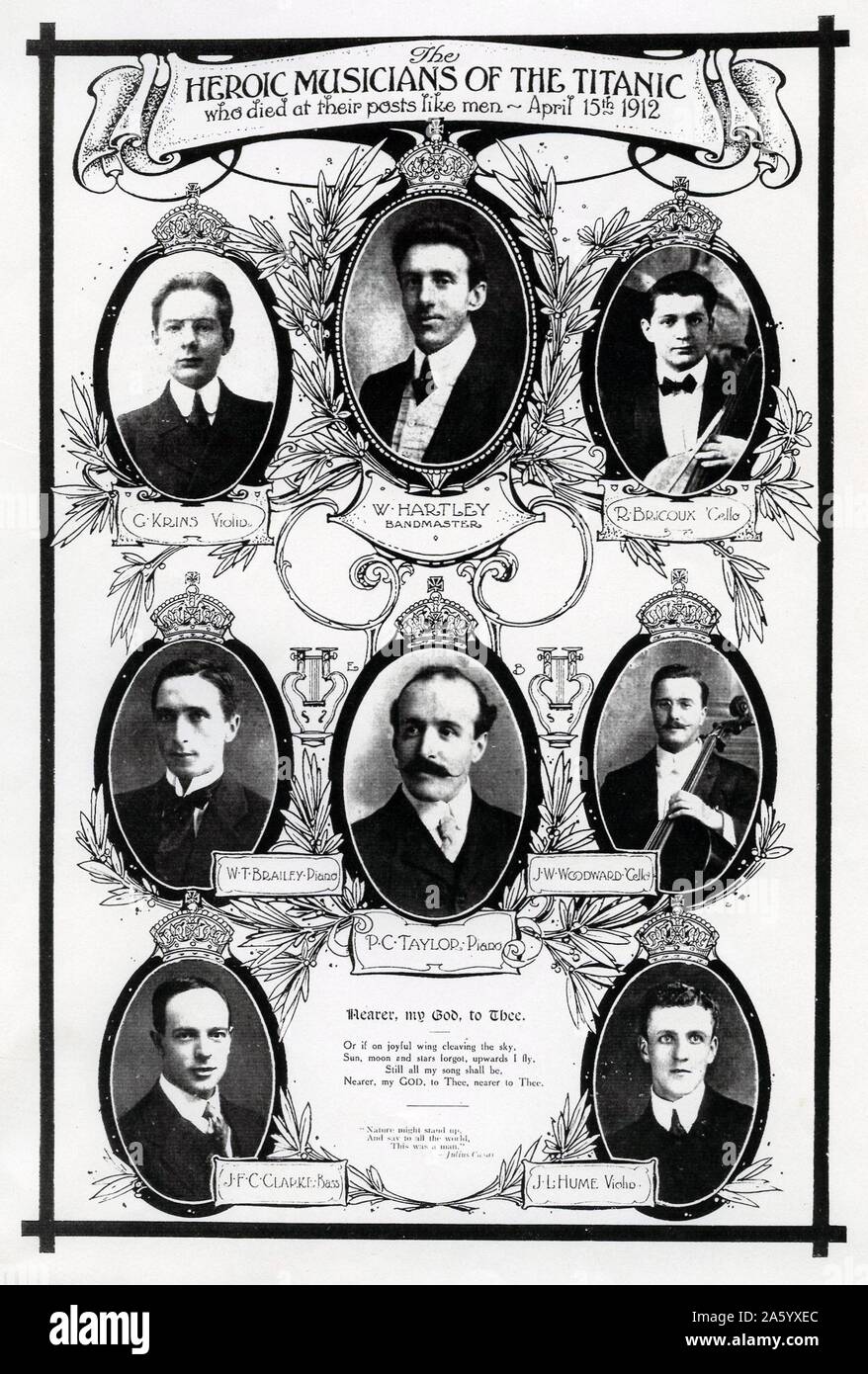 Musiciens à bord du Titanic 1912 Banque D'Images