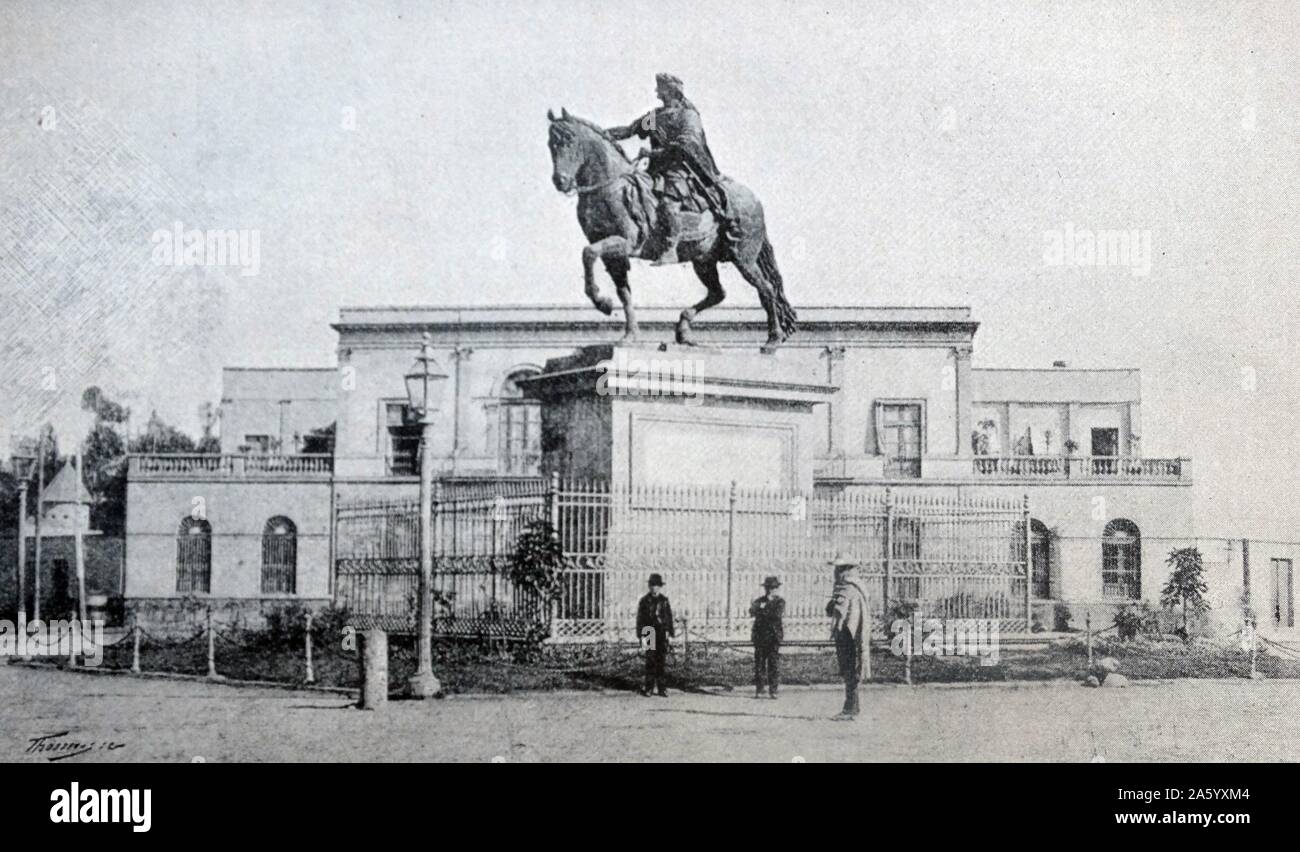Statue du Roi Charles IV (1748 - 1819) de l'Espagne dans la ville de Mexico 1890 Banque D'Images