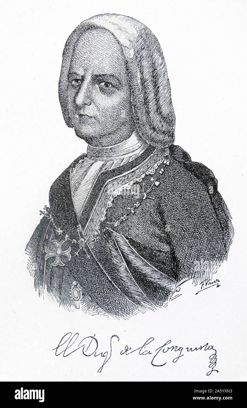 Don Pedro de Castro y Figueroa, 1er duc de la Conquista et 1er marquis de Gracia Real (ch. 1685, San Julián de cela, Province de La Corogne, Espagne - 22 août 1741, Mexico) était un officier de l'armée espagnole et vice-roi de Nouvelle-Espagne du 17 août 1740 au 22 août 1741 Banque D'Images