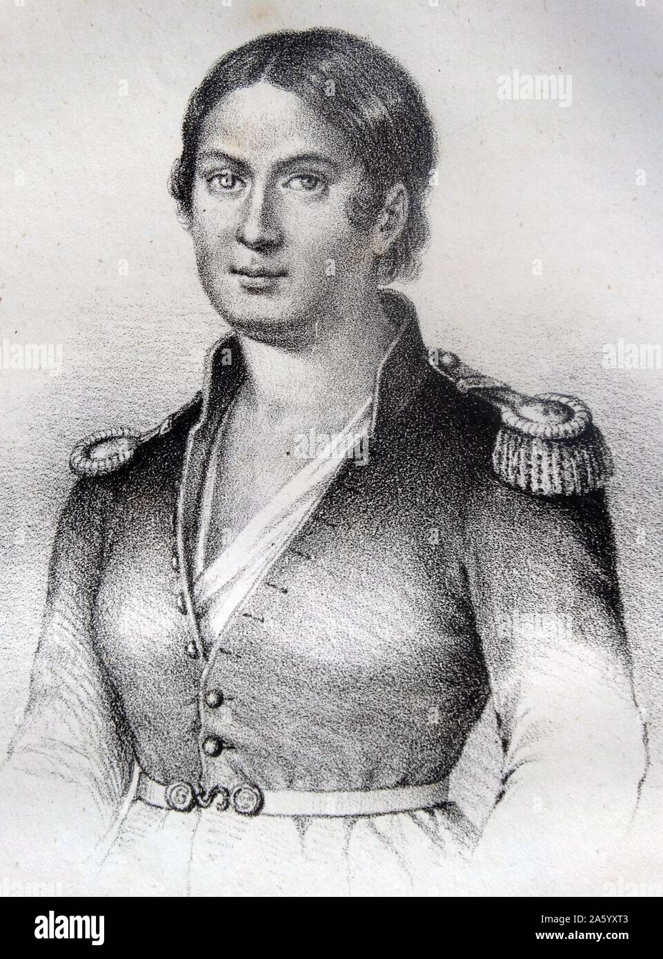 Portrait d'Agustina de Aragon (1786-1857) Héroïne espagnole qui a défendu l'Espagne pendant la guerre d'Indépendance Espagnole, d'abord comme un civil et plus tard comme officier de carrière dans l'armée espagnole. Datée 1814 Banque D'Images