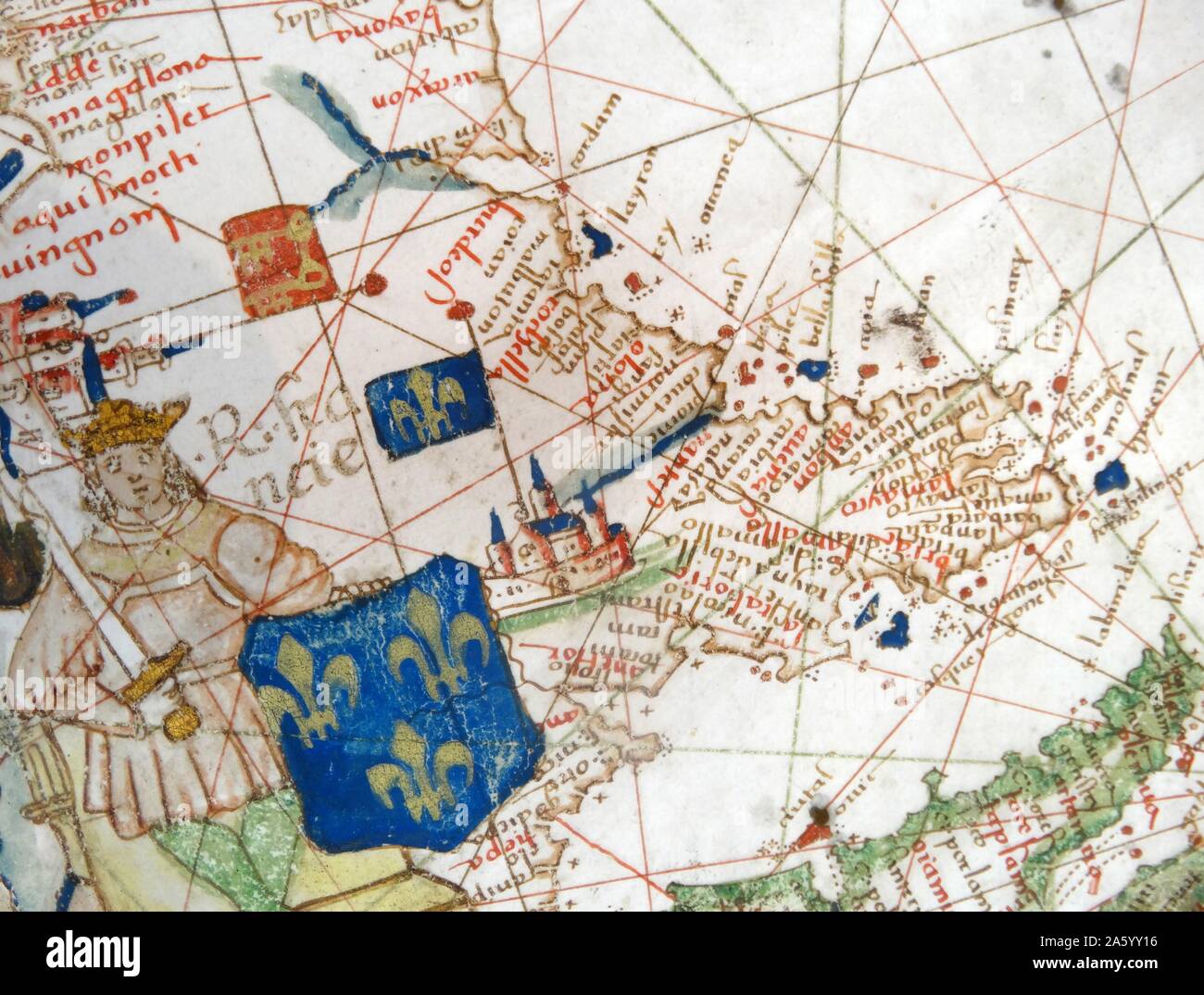 Carte de l'Europe de la Renaissance, Jacopo Russo, 1528, détail Banque D'Images