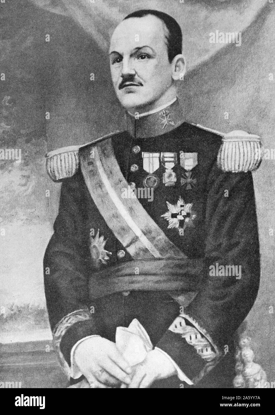 Le général Manuel Goded Llopis 1882 - Août 12, 1936. L'Espagnol général de l'armée qui a été l'un des personnages clés de la juillet 1936 révolte contre le gouvernement démocratiquement élu Deuxième République Espagnole. Après avoir mené en vain une tentative d'insurrection à Barcelone, il fut capturé et exécuté par le gouvernement républicain Banque D'Images