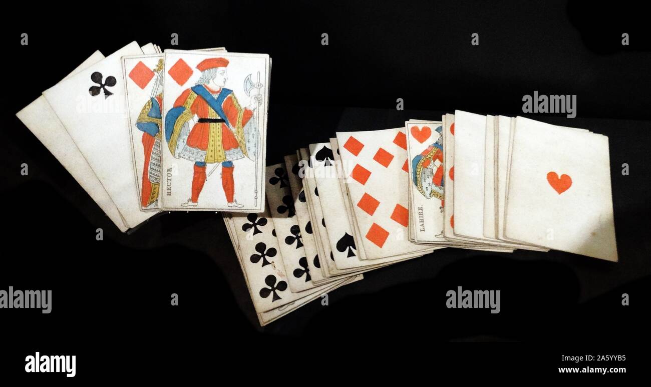 Cartes à jouer;Anglais et Français;1800 Banque D'Images