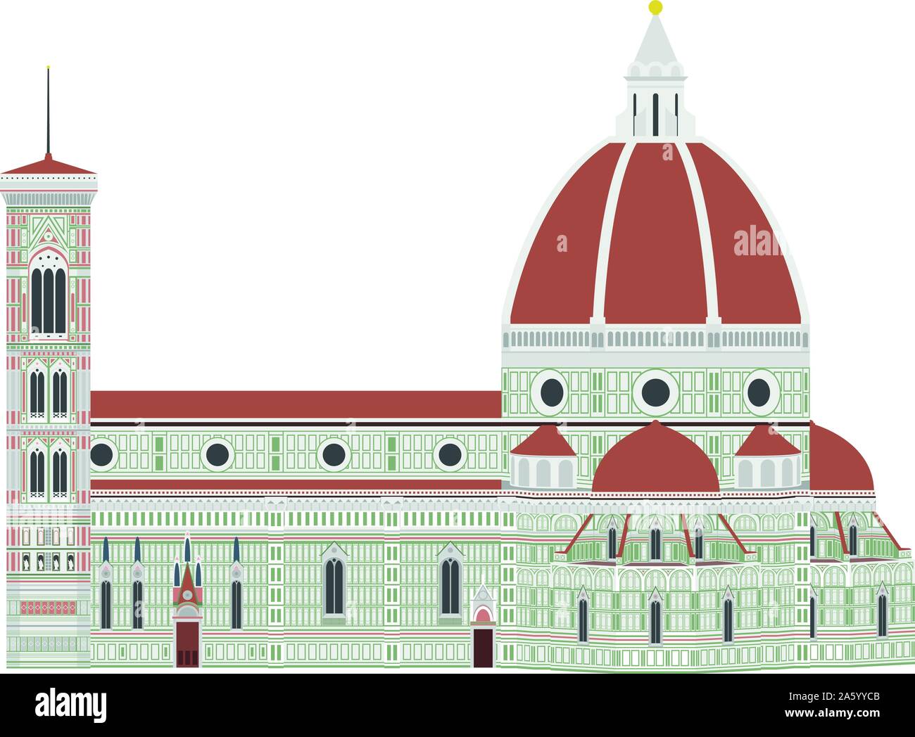 Santa Maria del Fiore, Florence, Italie. Isolé sur fond blanc vector illustration. Illustration de Vecteur